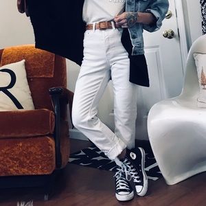 H&M white slim ankle jeans